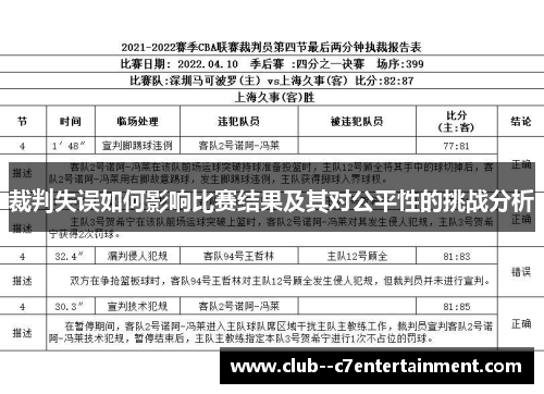 裁判失误如何影响比赛结果及其对公平性的挑战分析